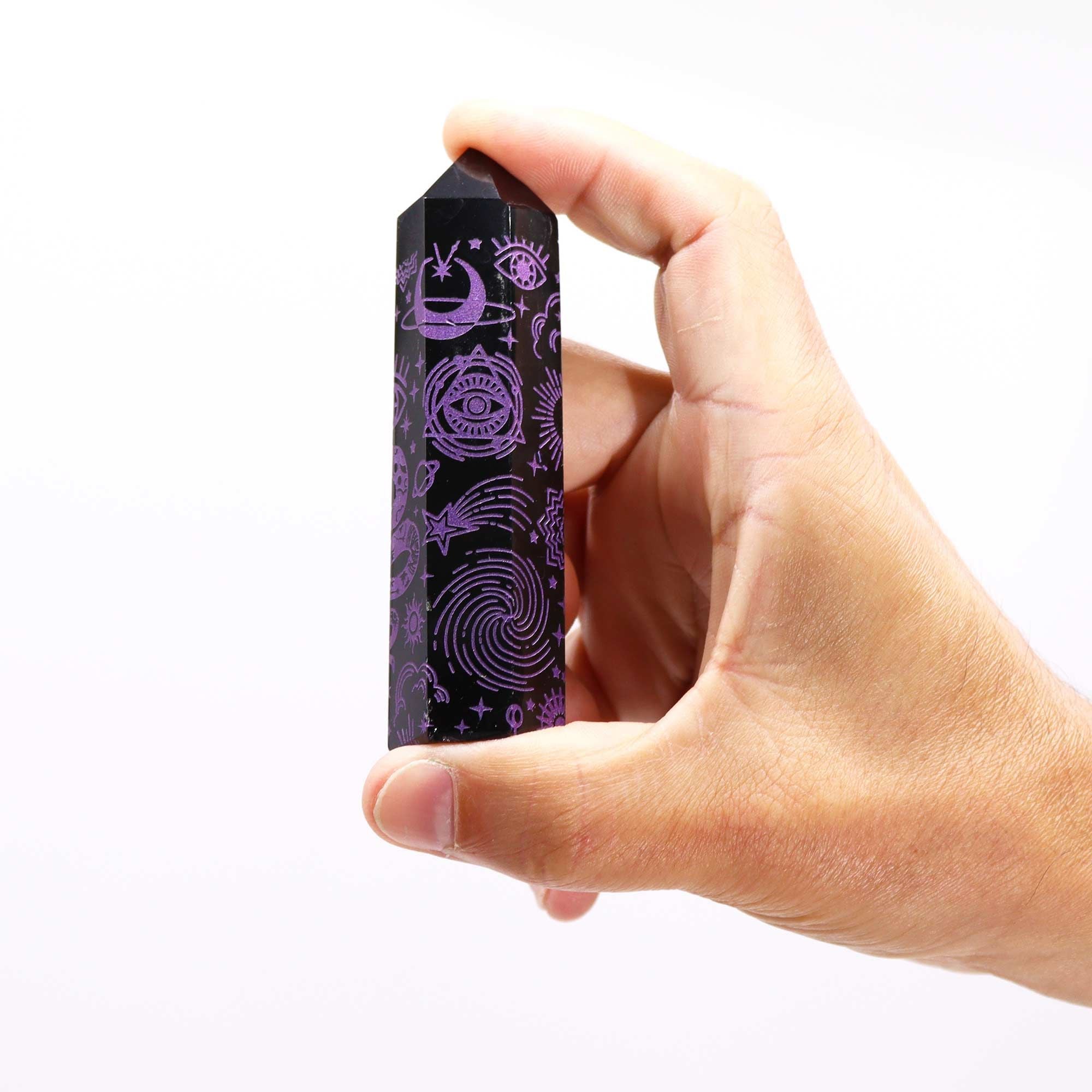 Pointe d'Obsidienne Noire – Reflets Violet Mystique – 9 cm