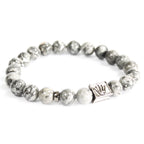 Bracelet Boho Bling – Couronne sur Agate Grise du Botswana
