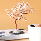 Grand Arbre de Gemmes – Cristal de Roche sur base en Agate Noire – 100 Pierres