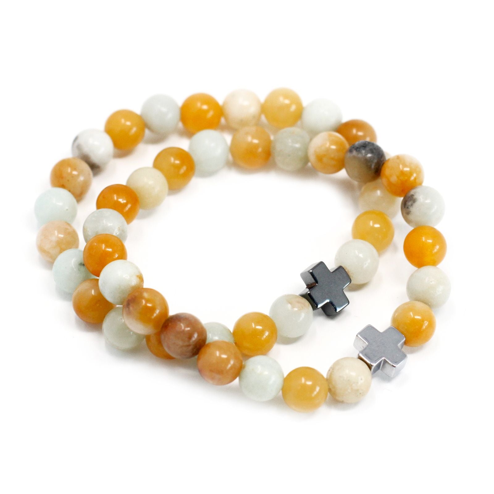 Set de 2 Bracelets d'Amitié – Loyauté – Amazonite & Jaspe Jaune
