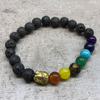 Bracelet en Pierre de Lave – Bouddha & Chakras