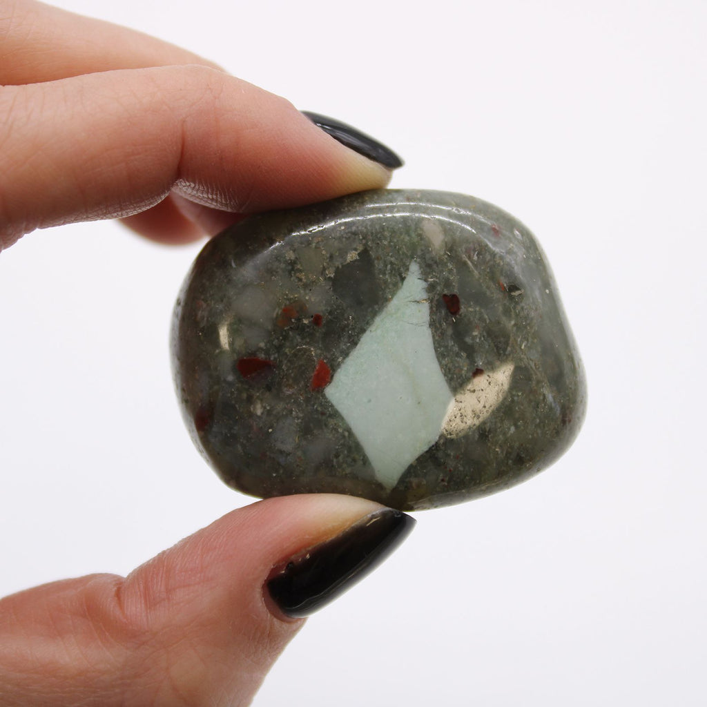 Lot de 6 Grosses Pierres Roulées – Héliotrope/Bloodstone (Afrique)