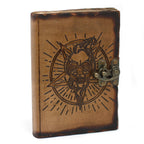 Carnet en Cuir – Pentagone & Crâne avec Brûlures – 18×13 cm