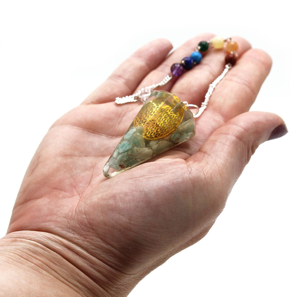 Pendule Orgonite Chakra – Fleur de Vie