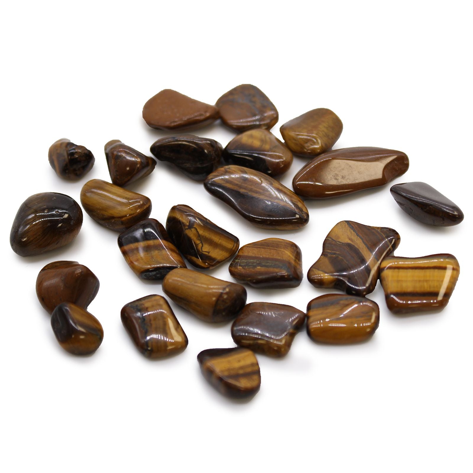 Sachet de 24 Petites Pierres Roulées – Œil de Tigre Doré