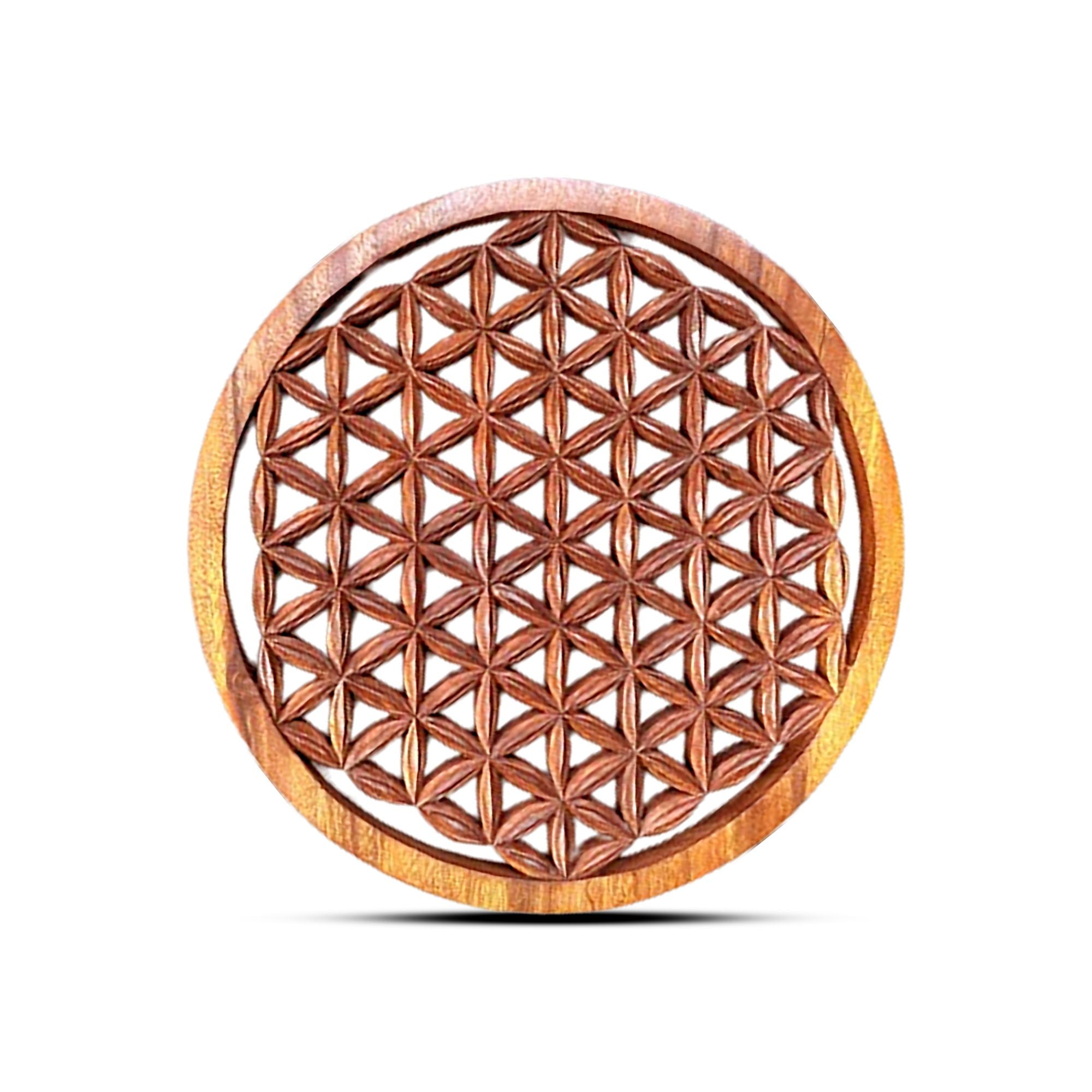 Cercle en bois de la Fleur de Vie – symbole d’équilibre universel (40 cm)