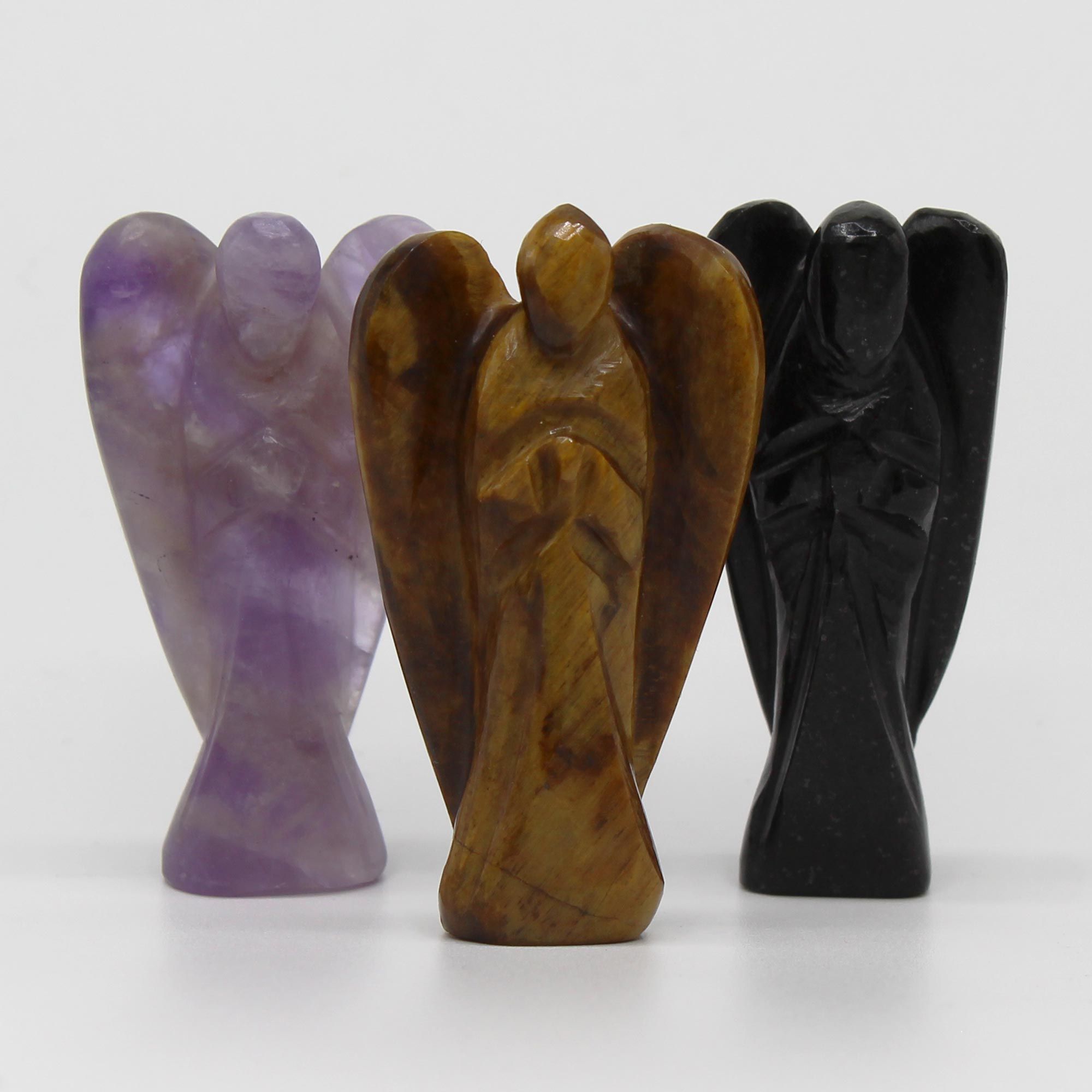 Ange en Gemme Sculpté – Œil de Tigre