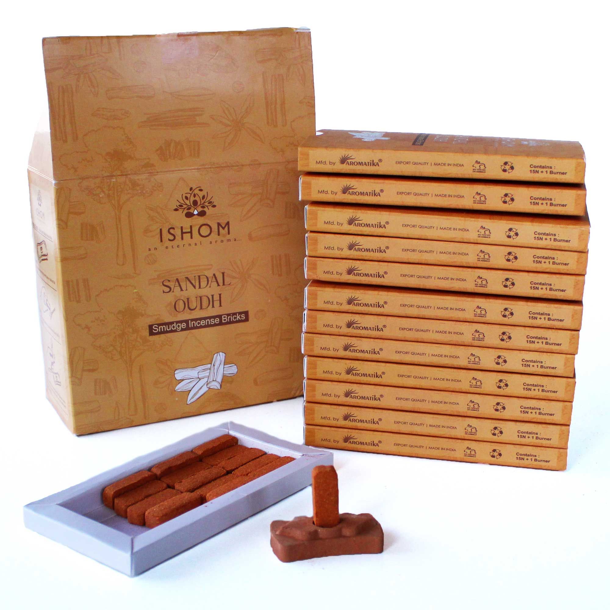 Set de 15 Briques d'Encens Naturel et Brûleur – Bois de Santal