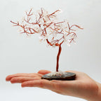 Grand Arbre de Gemmes – Cristal de Roche sur base en Agate Noire – 100 Pierres