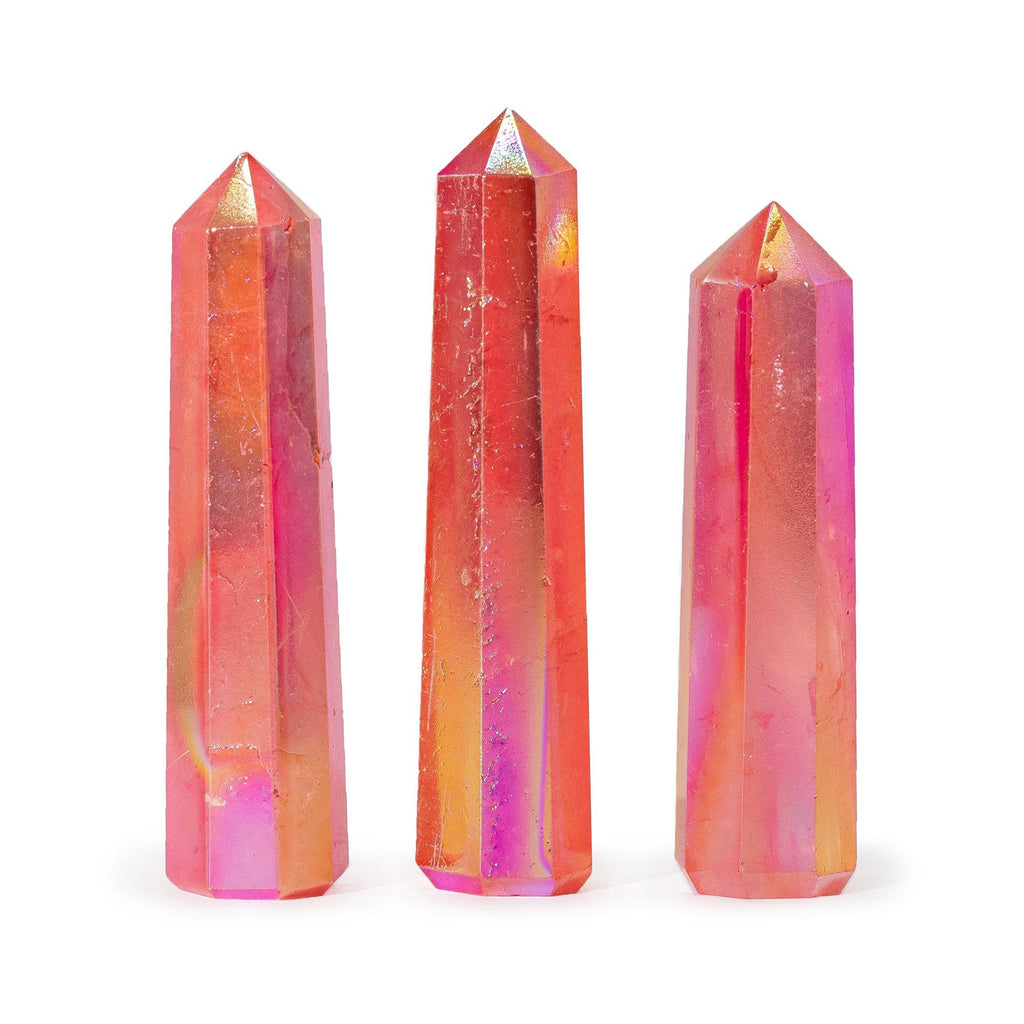 Obélisque en Quartz Aurora – Pêche & Doré – 9 cm