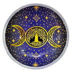Patène Rituelle Émaillée – Triple Pied – Triple Lune Violette
