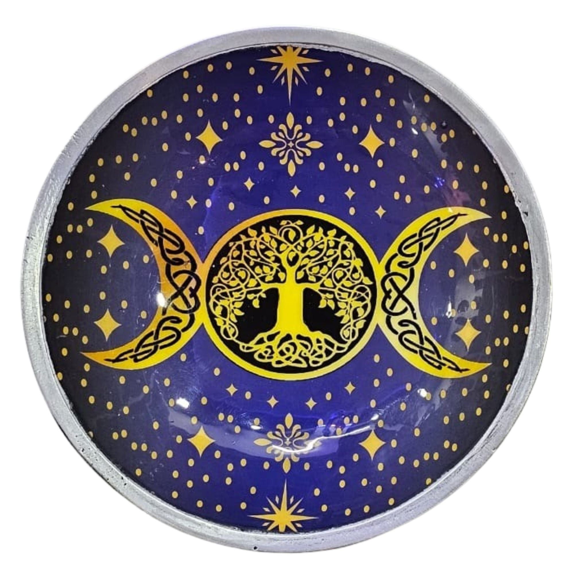 Patène Rituelle Émaillée – Triple Pied – Triple Lune Violette