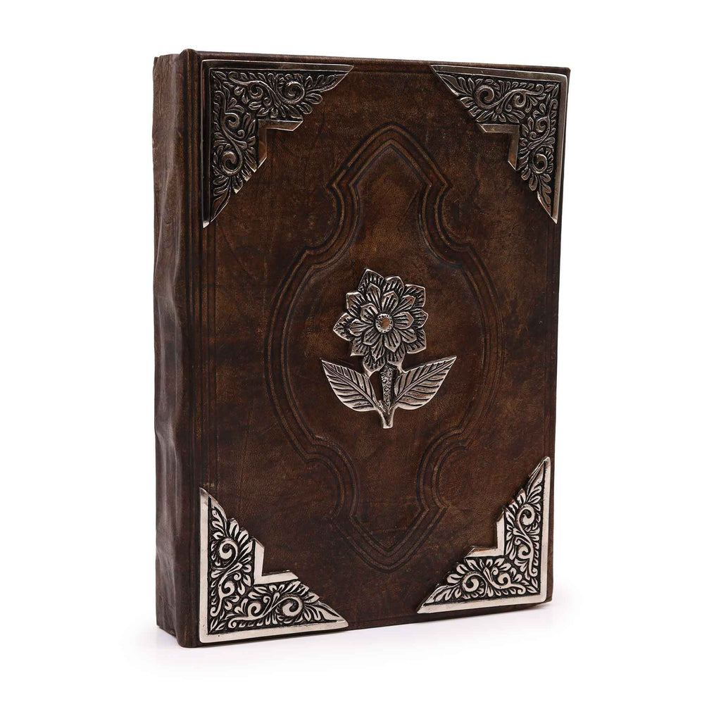 Grand Carnet en Cuir – Rose & Zinc – 200 pages Deckle – 26×18 cm