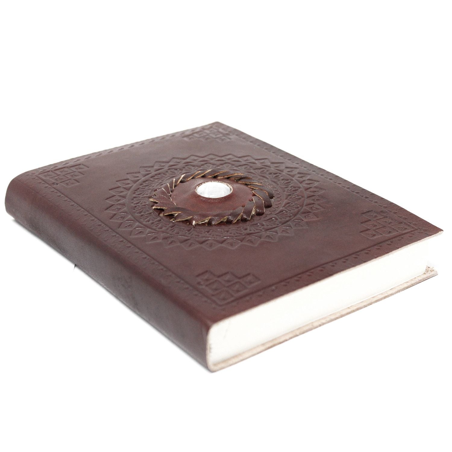 Carnet en Cuir – Pierre de Lune Sertie – 17×12 cm