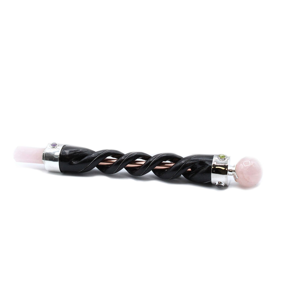 Baguette de Soin Spirale Cuivrée – Quartz Rose