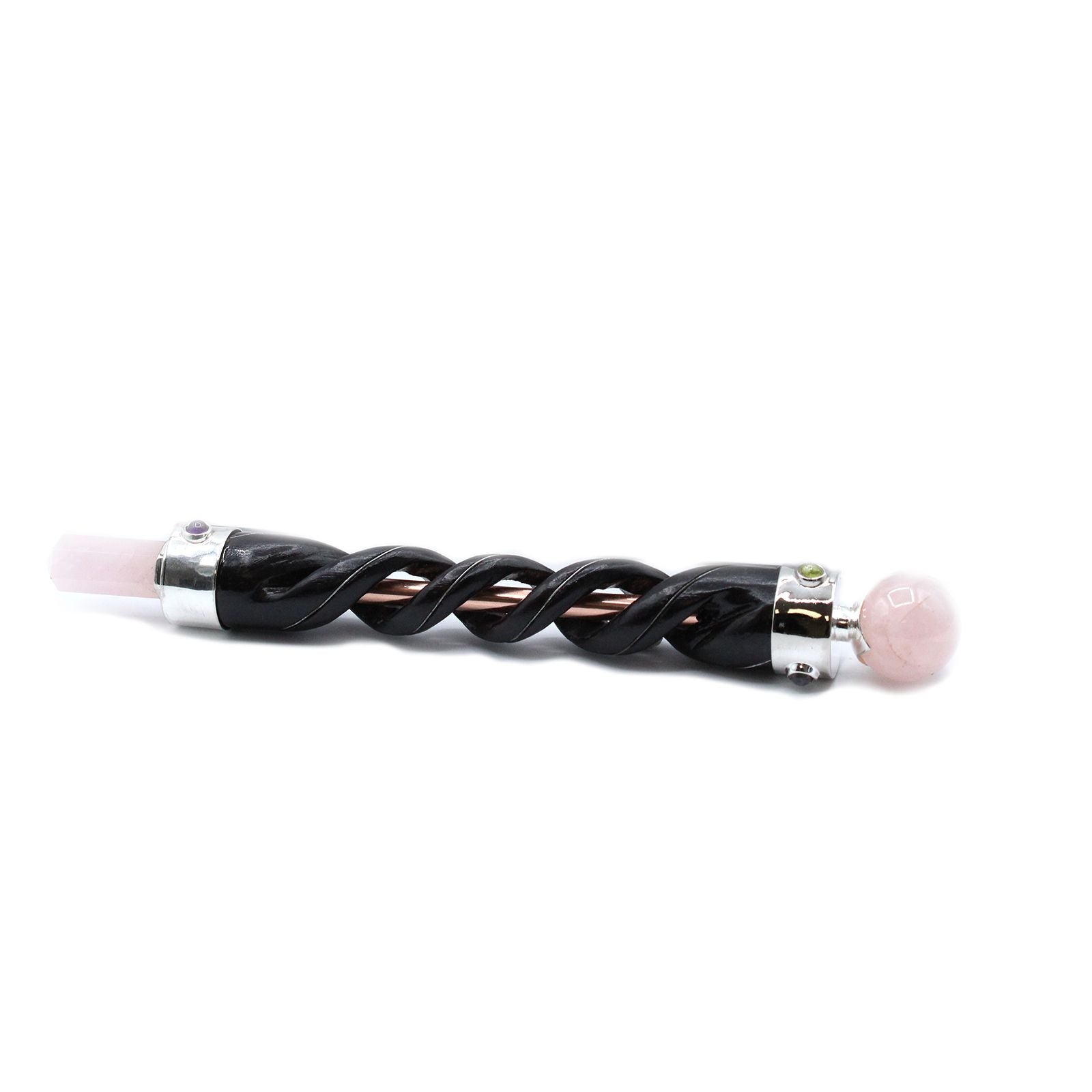 Baguette de Soin Spirale Cuivrée – Quartz Rose