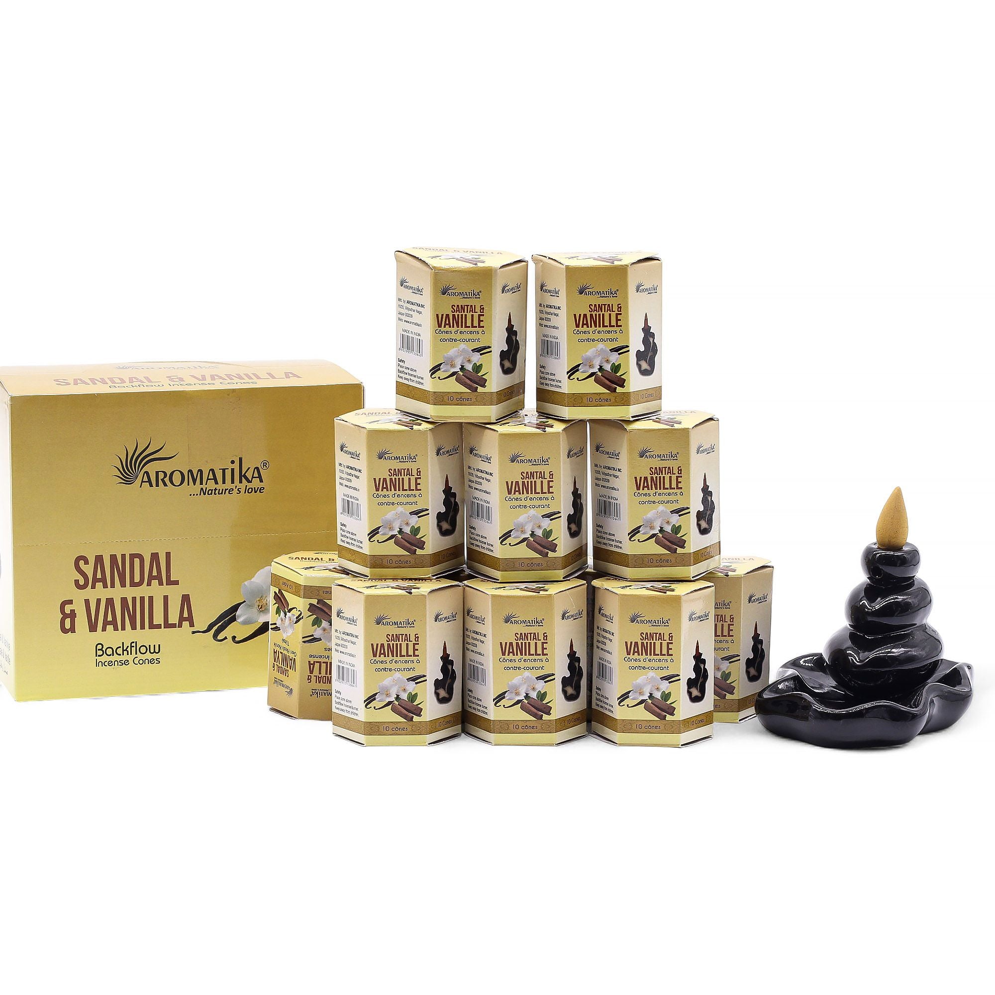 Encens Backflow Masala – Santal & Vanille (10 cônes)