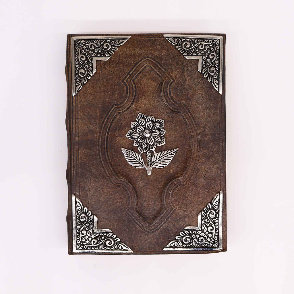 Grand Carnet en Cuir – Rose & Zinc – 200 pages Deckle – 26×18 cm