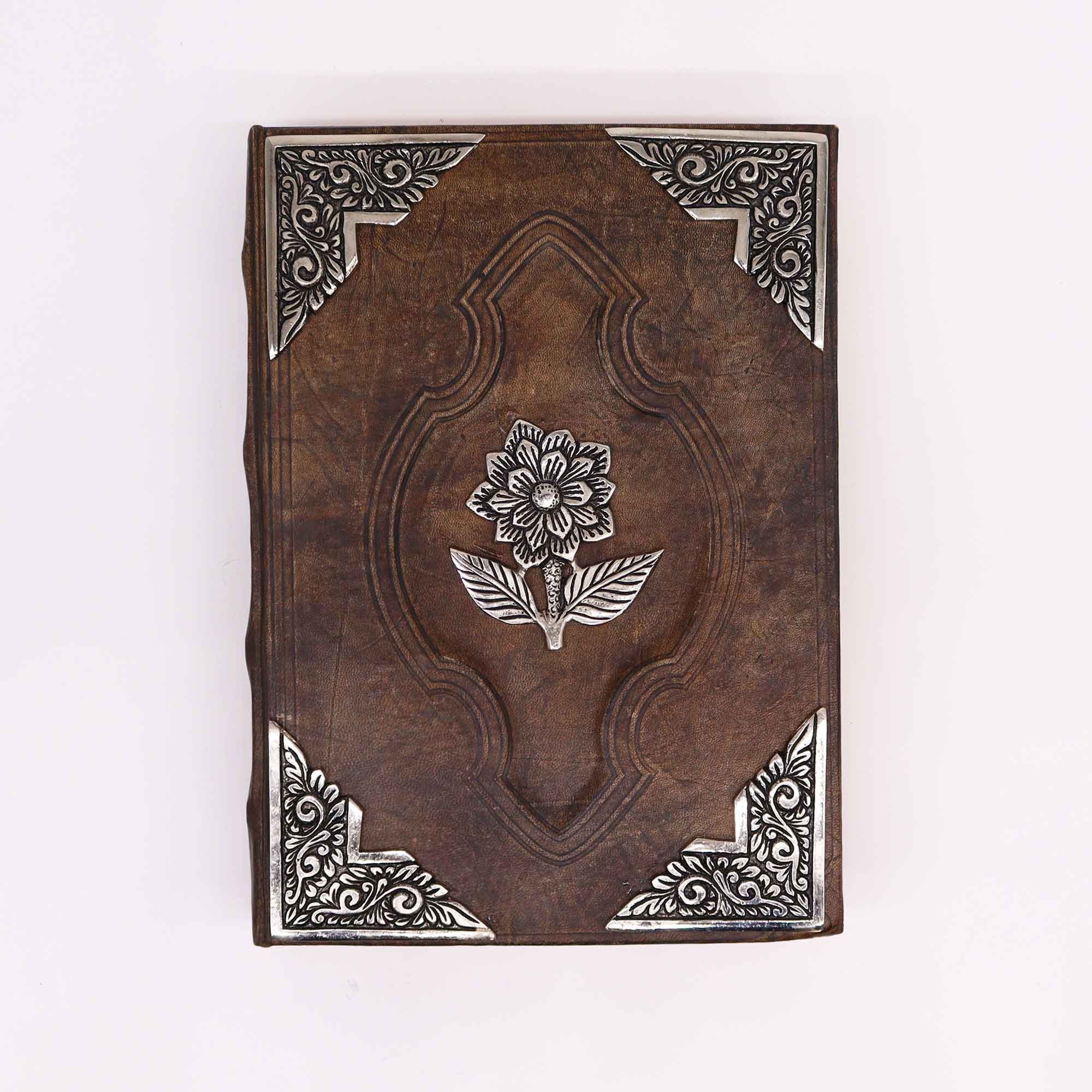 Grand Carnet en Cuir – Rose & Zinc – 200 pages Deckle – 26×18 cm