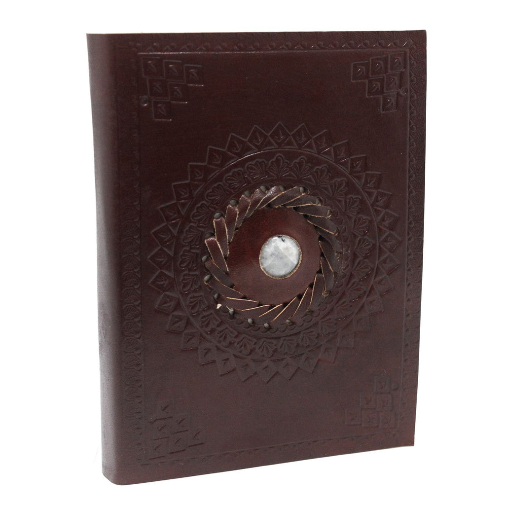 Carnet en Cuir – Pierre de Lune Sertie – 17×12 cm