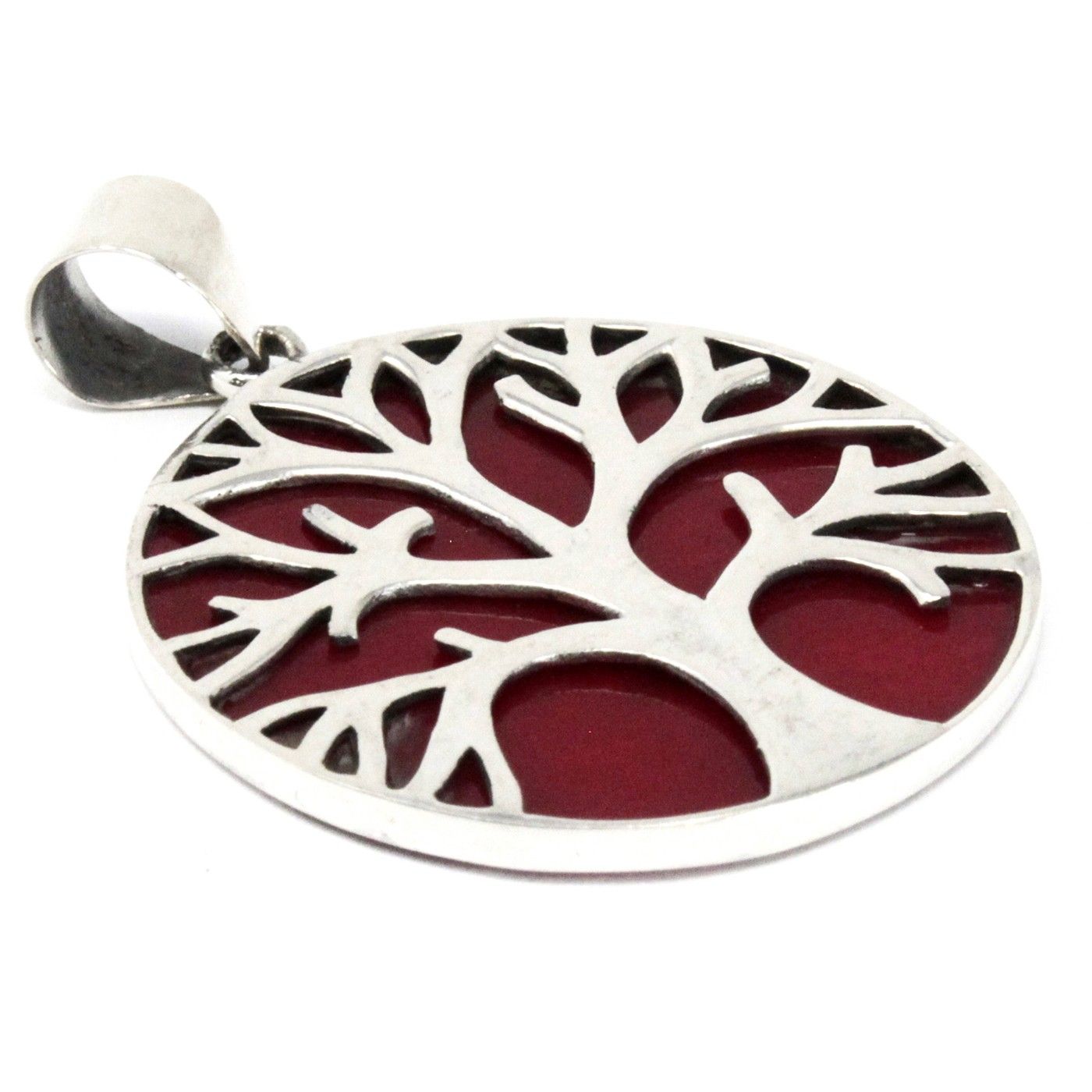 Pendentif Arbre de Vie – Effet Corail – 30 mm – Argent massif 925 (sans chaîne)