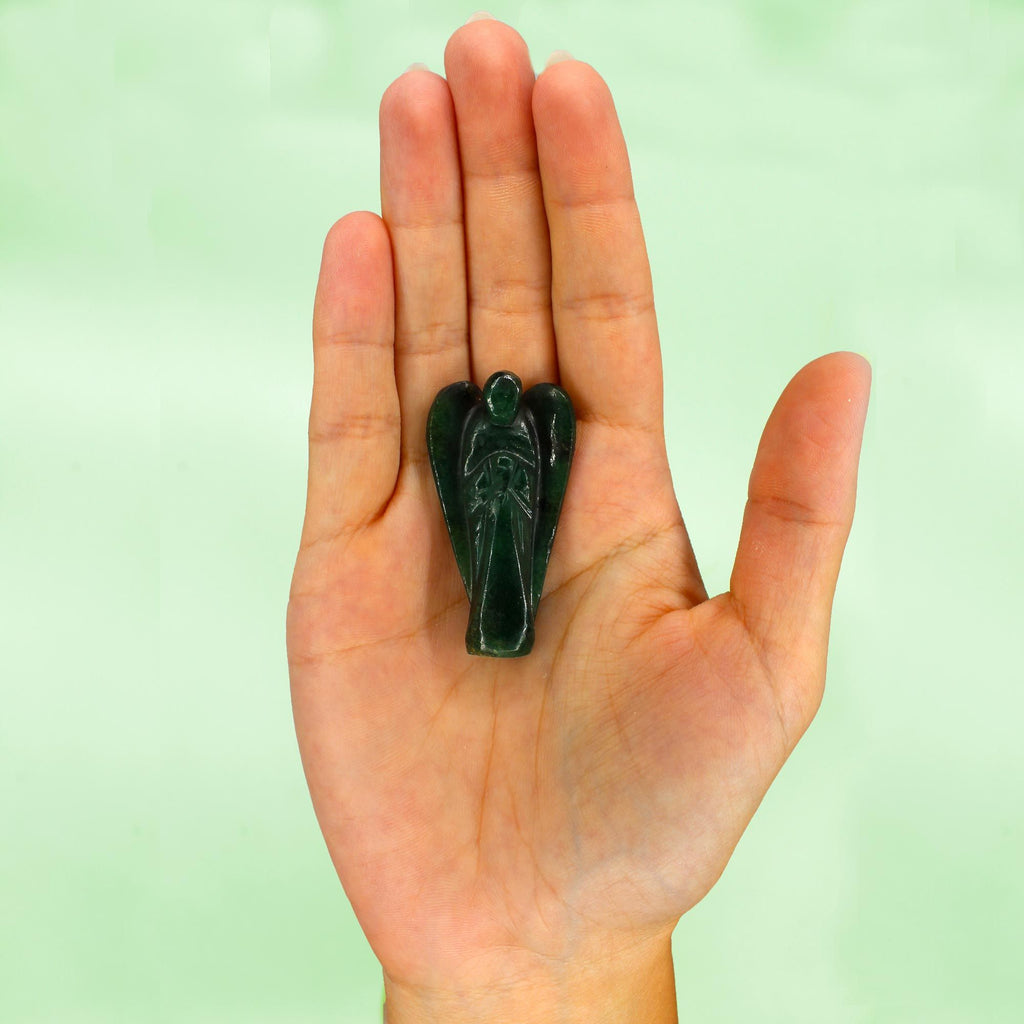 Ange en Gemme Sculpté – Aventurine Verte