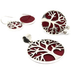 Boucles d'Oreilles Arbre de Vie en Argent 925 – Effet Corail – 15 mm