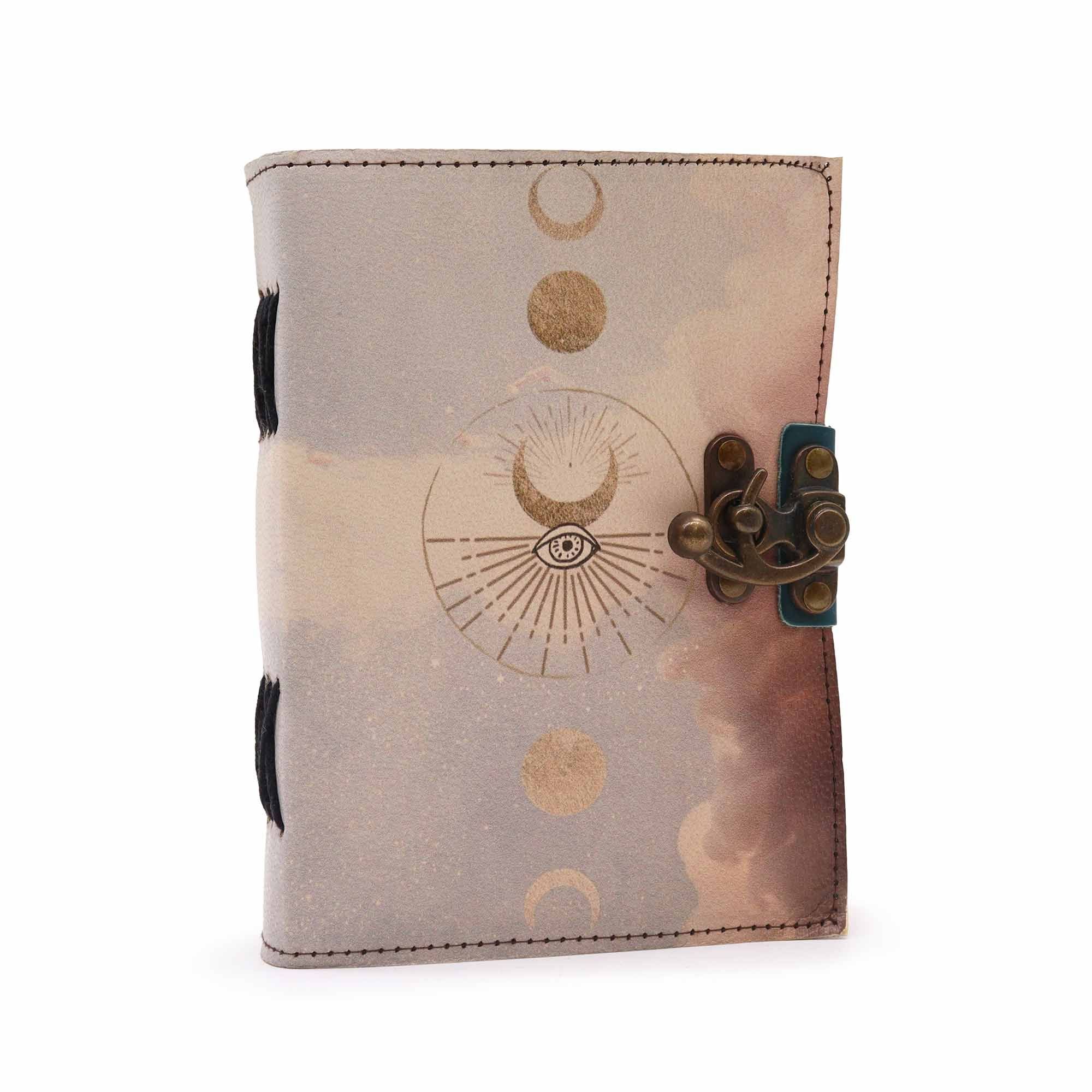 Carnet en Cuir – Phases de Lune – Deckle – 17×12 cm