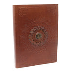 Carnet en Cuir – Œil de Tigre Serti – 17×12 cm