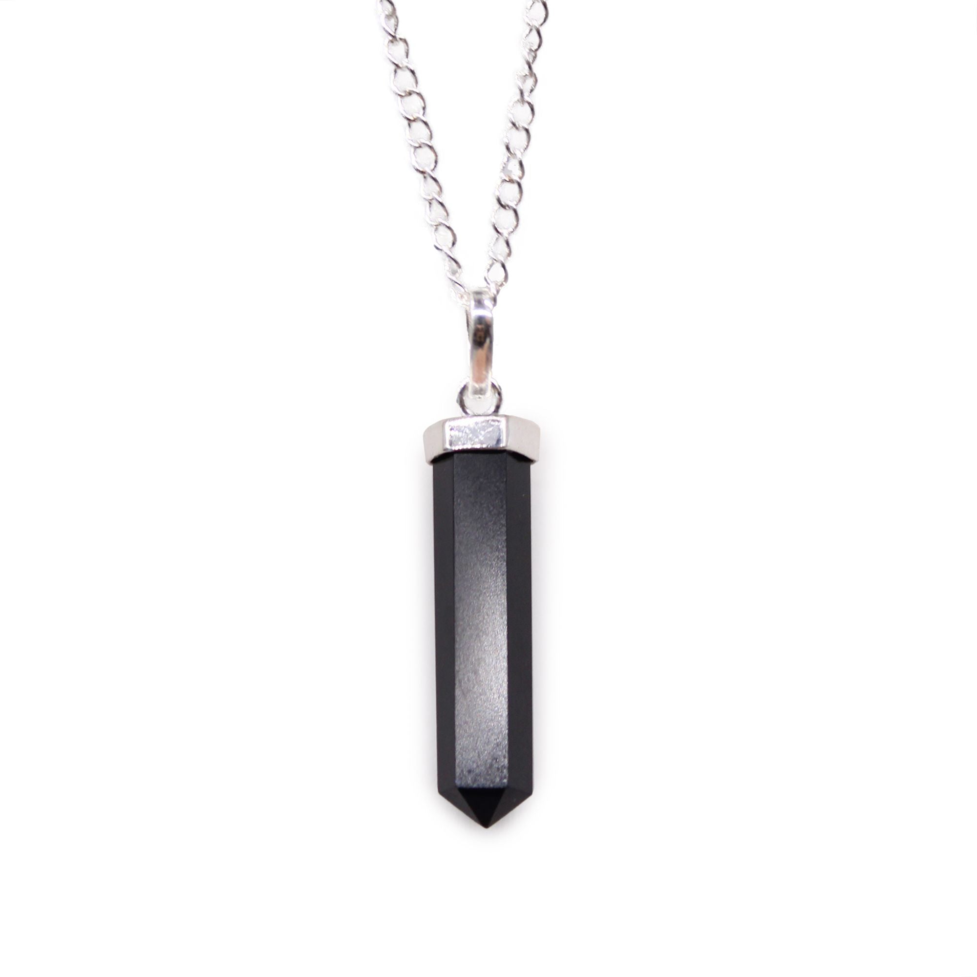 Pendentif Pointe – Agate Noire (Grand Format)