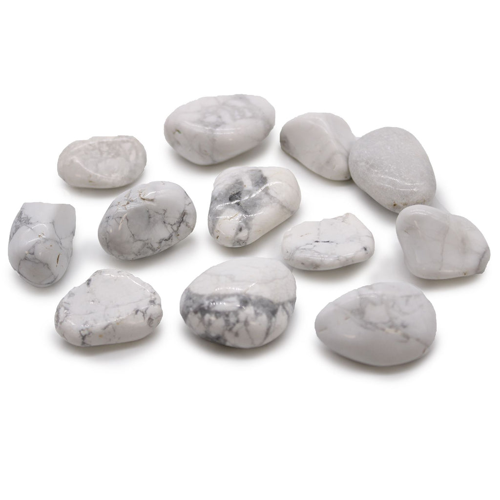 Sachet de 12 Pierres Roulées Moyennes – Howlite Blanche