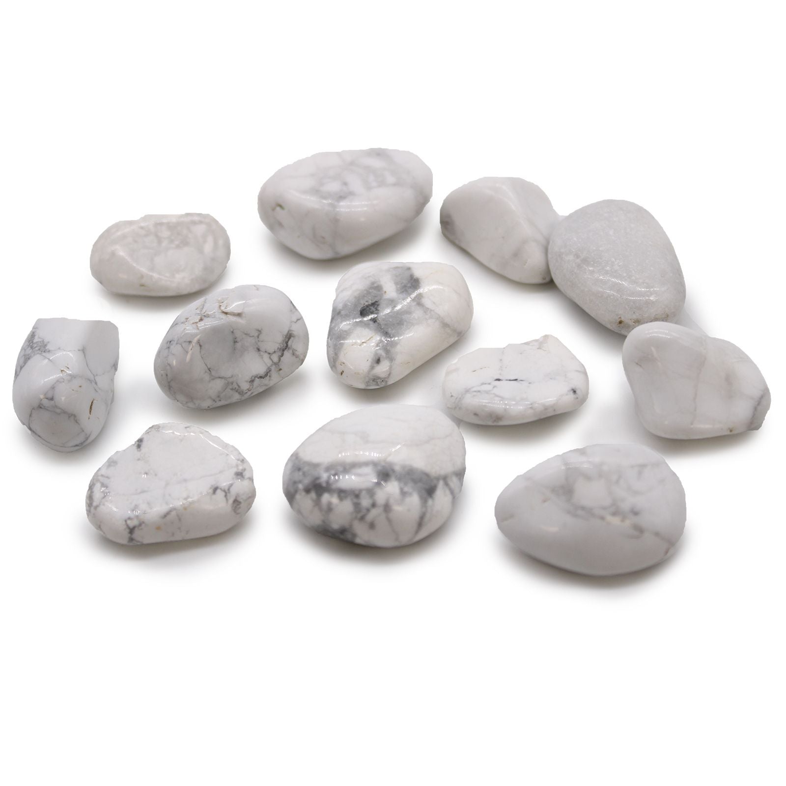Sachet de 12 Pierres Roulées Moyennes – Howlite Blanche
