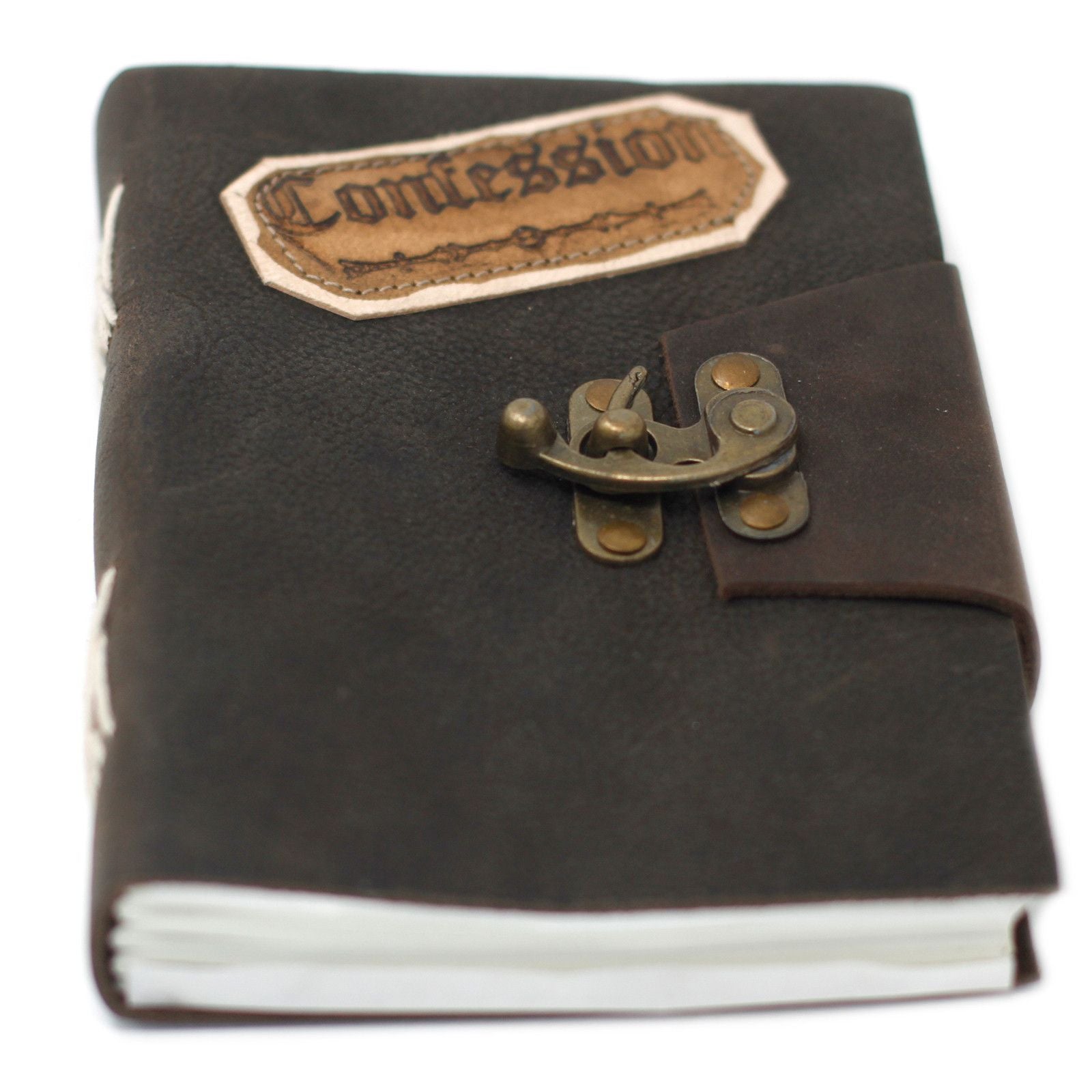 Carnet en Cuir – Confessions Noires avec Cadenas – 18×13 cm
