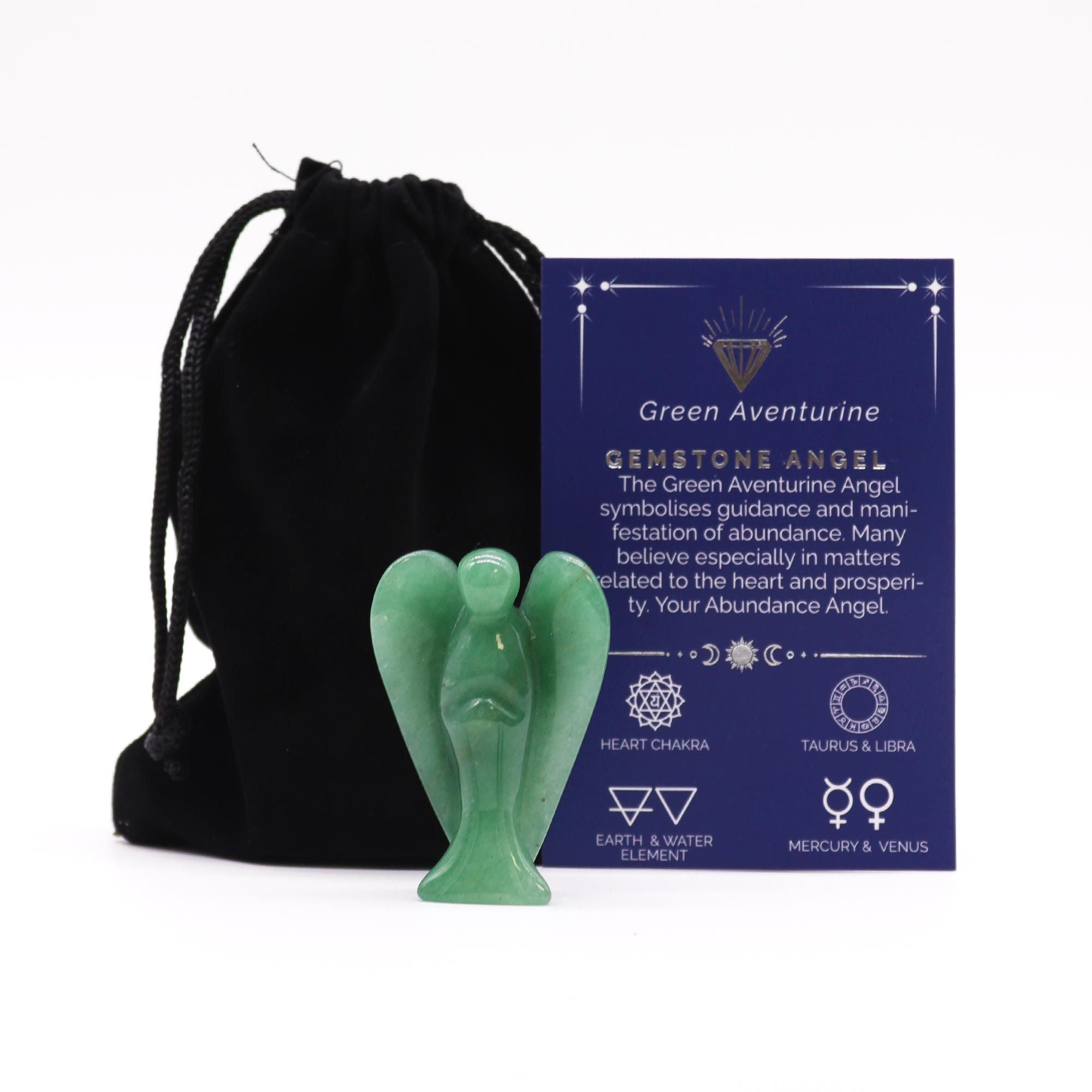 Ange en Gemme Sculpté – Aventurine Verte