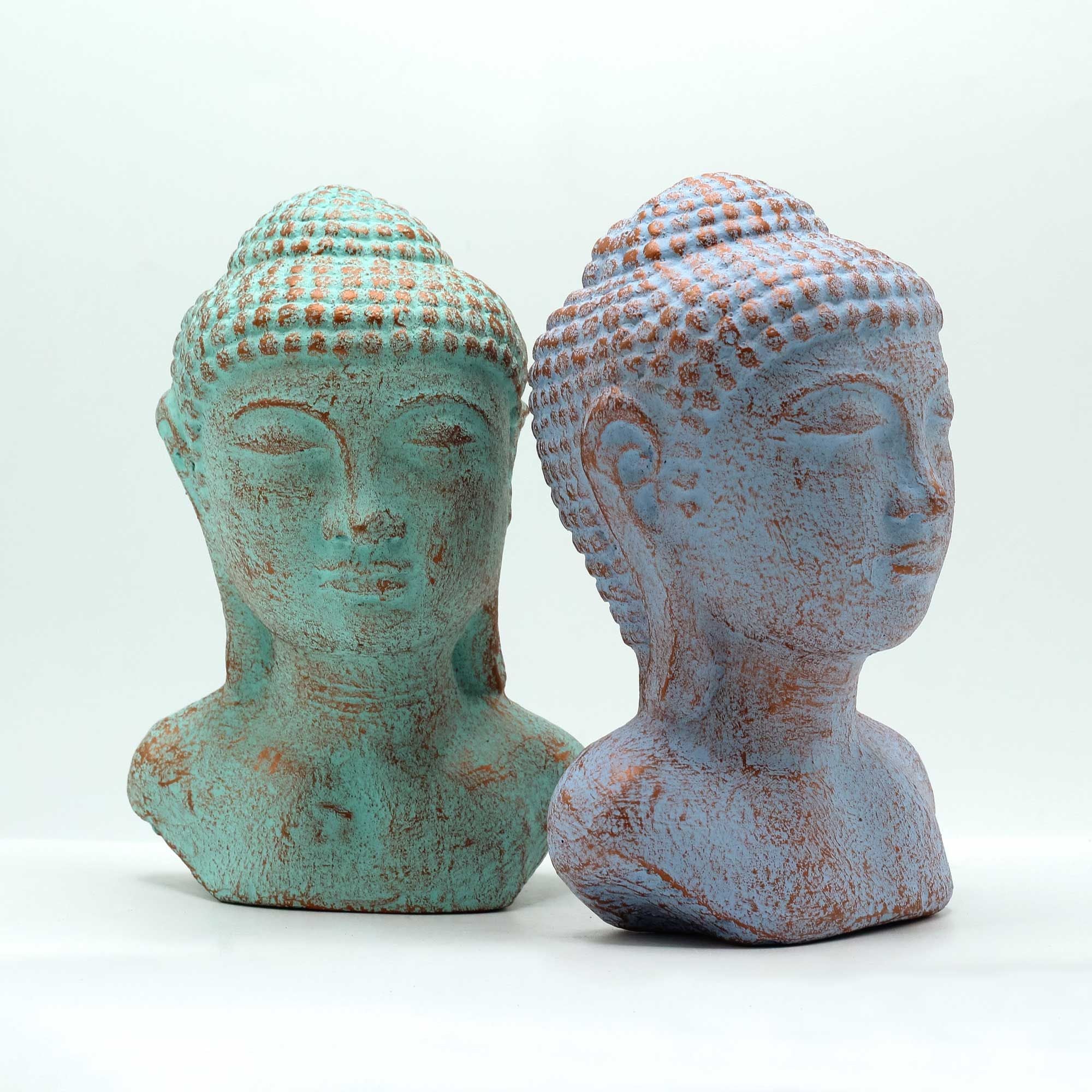 Tête de Bouddha Tranquillité – Vert Cuivré