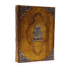 Grand Carnet en Cuir – Chouette Zinc – 200 pages Deckle – 26×18 cm
