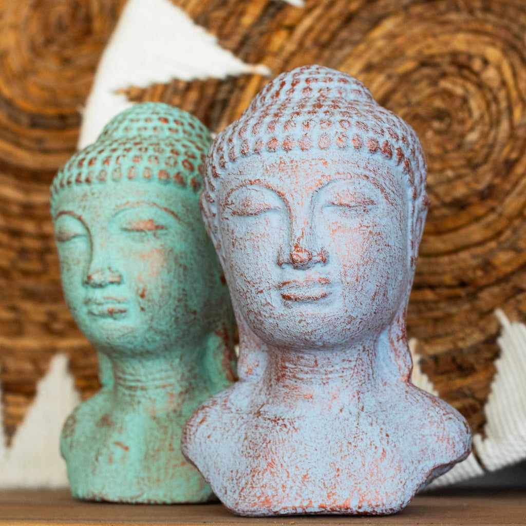 Tête de Bouddha Tranquillité – Vert Cuivré