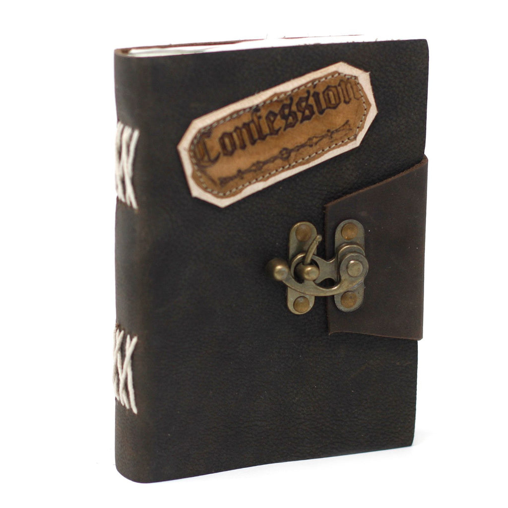 Carnet en Cuir – Confessions Noires avec Cadenas – 18×13 cm
