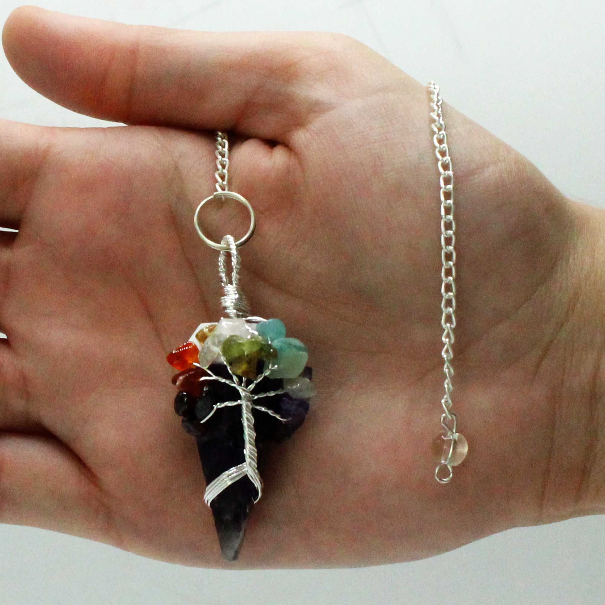 Pendule Sept Chakras en Améthyste