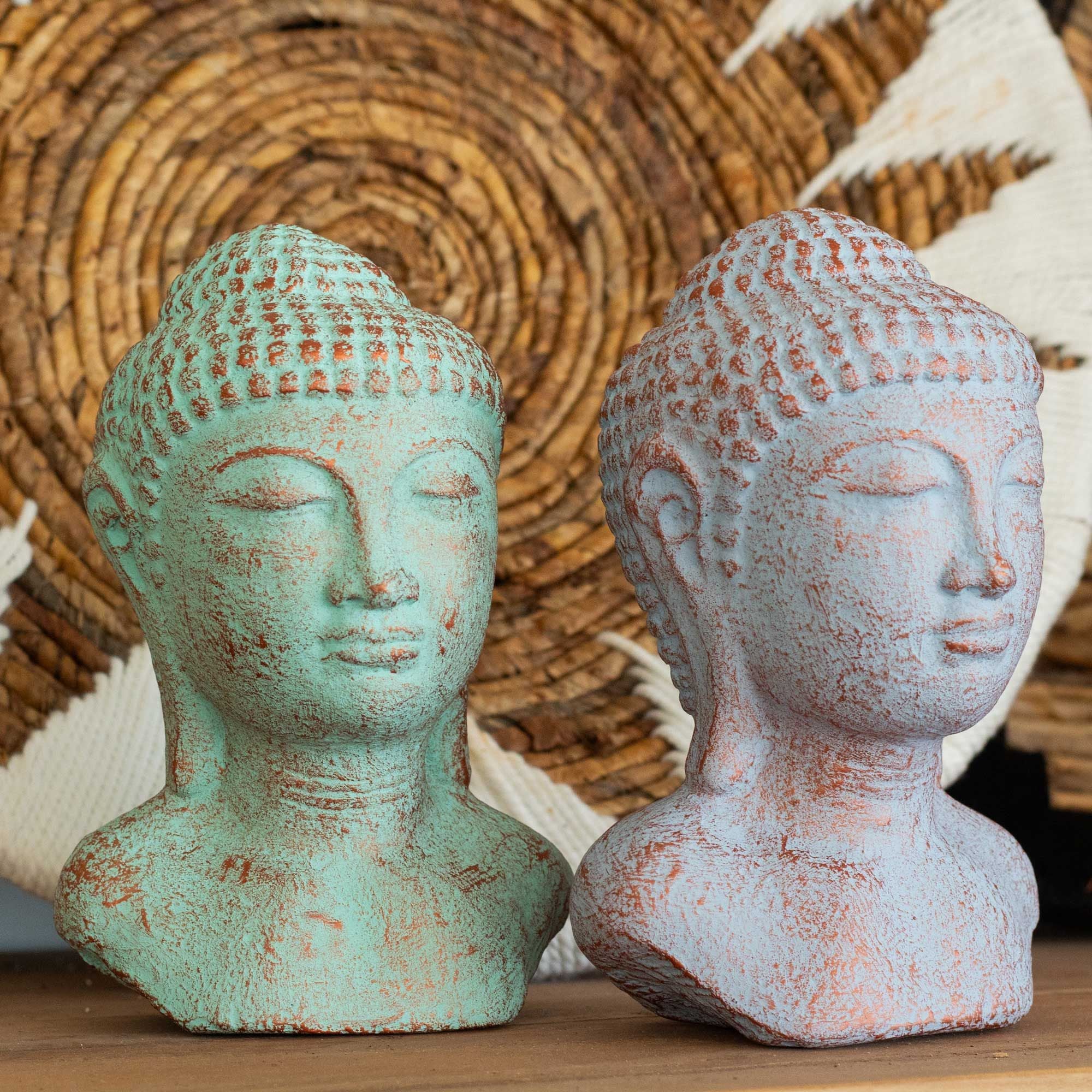 Tête de Bouddha Tranquillité – Vert Cuivré