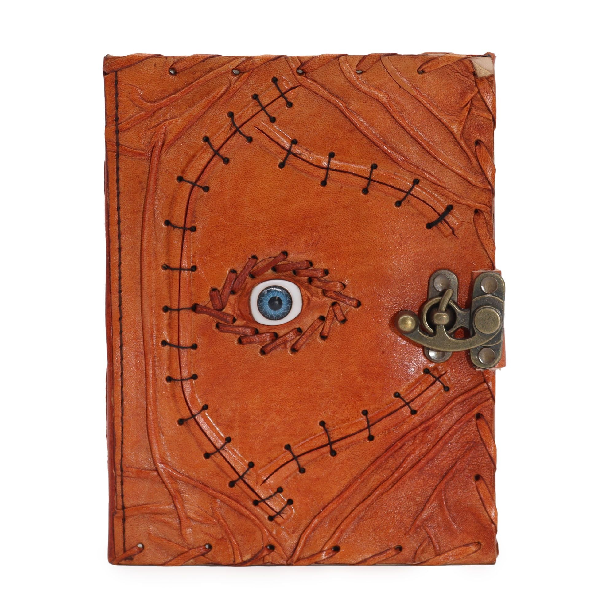 Carnet en Cuir – Tan Clair Evil Eye – 160 pages Deckle – 20×15 cm