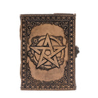 Carnet Ésotérique en Cuir – Pentacle – Gris Antique – 200 pages