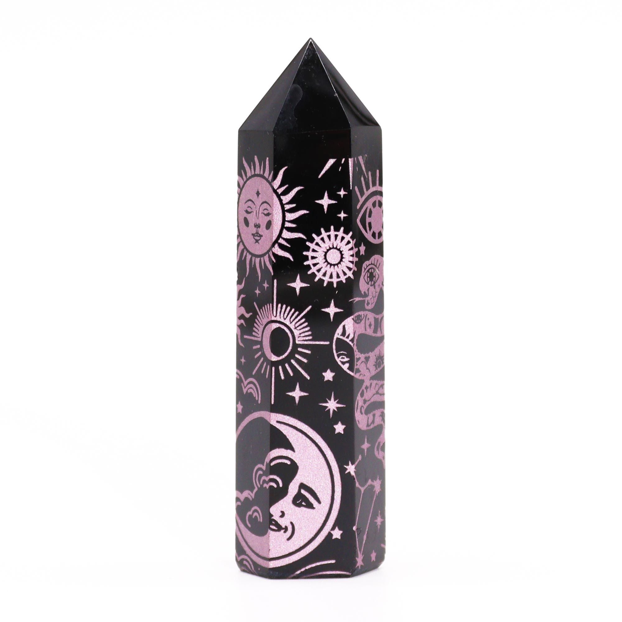 Pointe d'Obsidienne Noire – Reflets Vert Profond – 9 cm