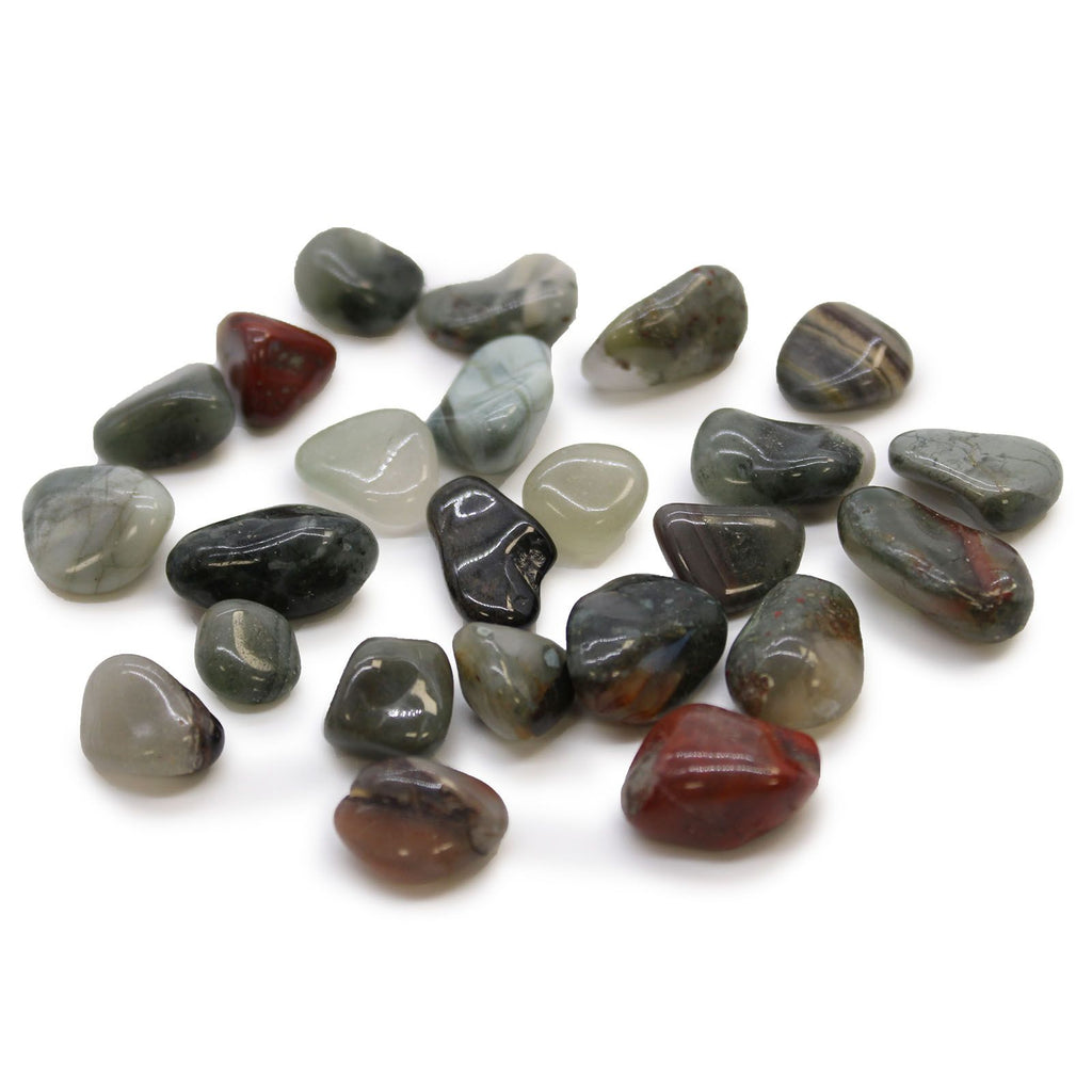 Sachet de 24 Petites Pierres Roulées – Héliotrope/Bloodstone