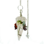 Pendule Sept Chakras en Quartz Rose