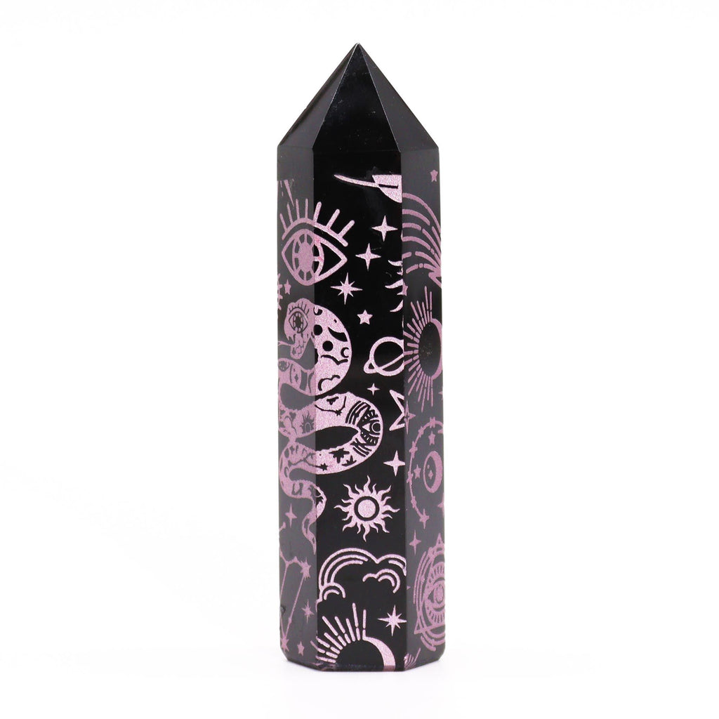 Pointe d'Obsidienne Noire – Reflets Vert Profond – 9 cm