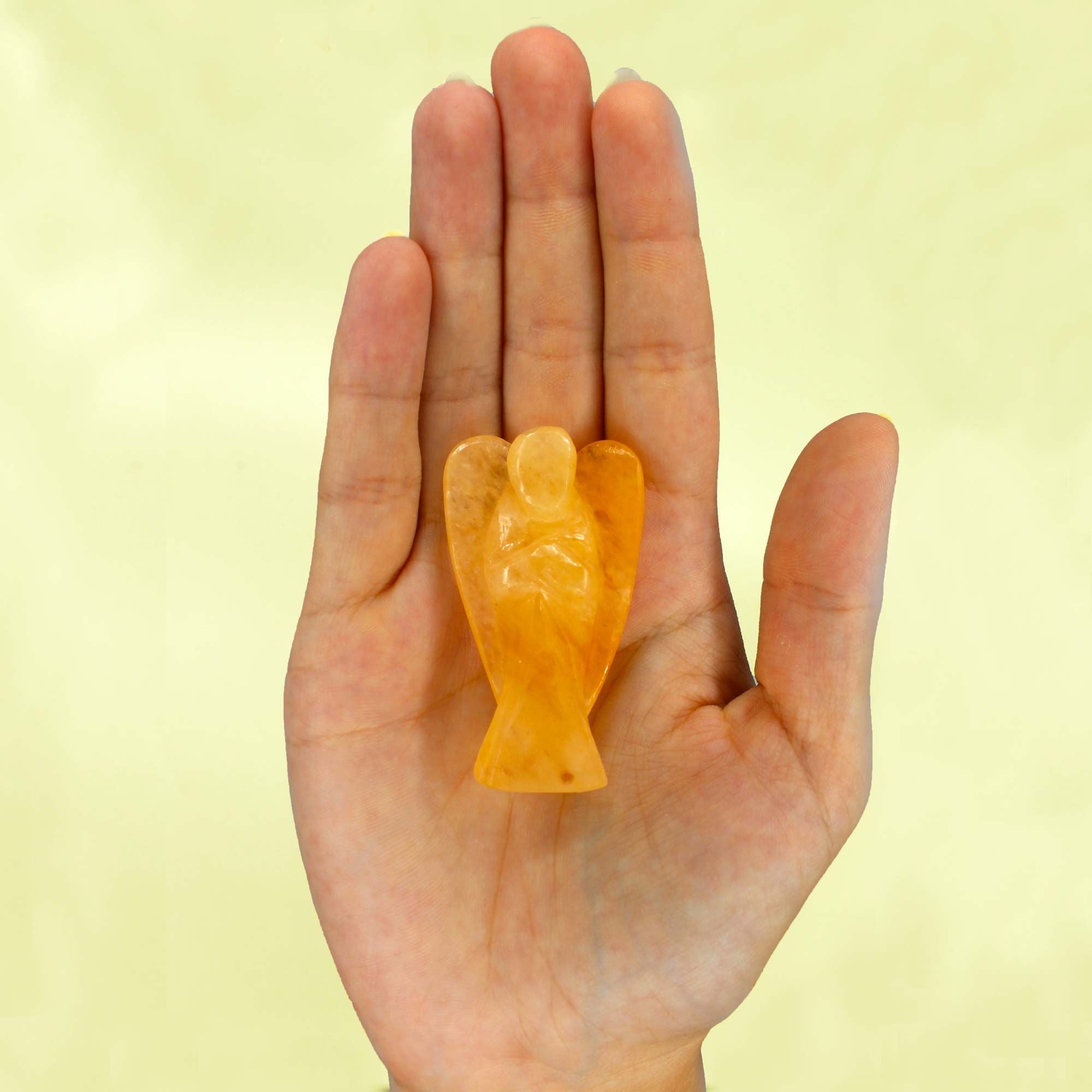 Ange en Gemme Sculpté – Aventurine Jaune