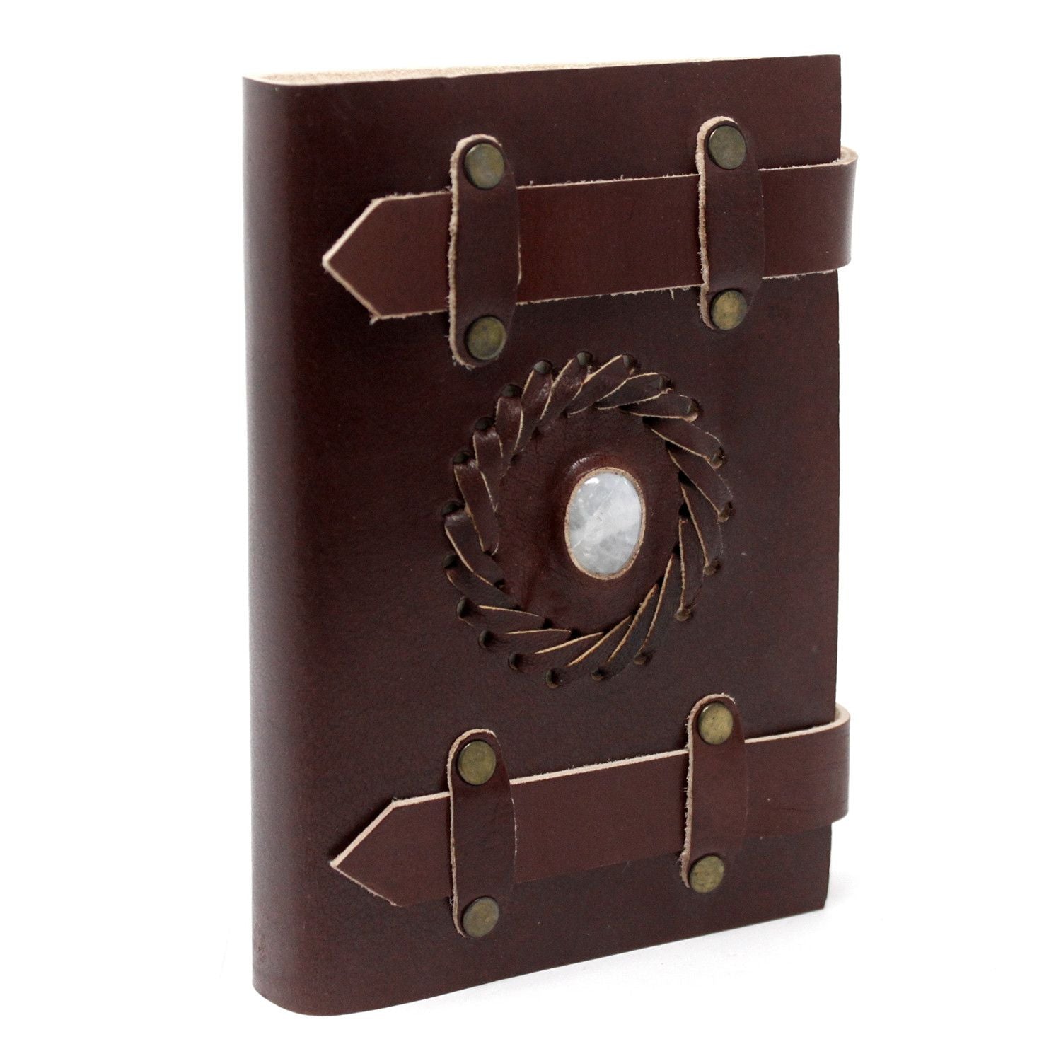 Carnet en Cuir – Pierre de Lune avec Lanières – 15×10 cm