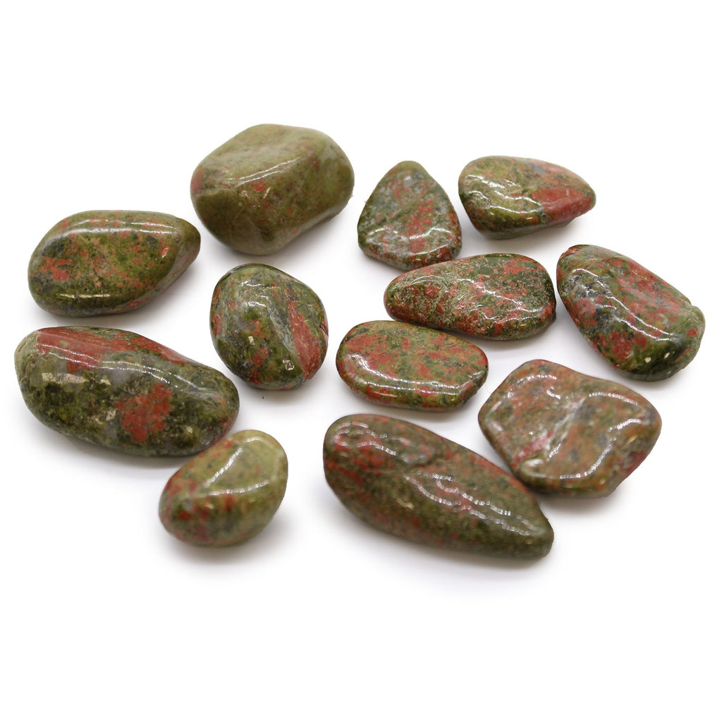 Sachet de 12 Pierres Roulées Moyennes – Unakite