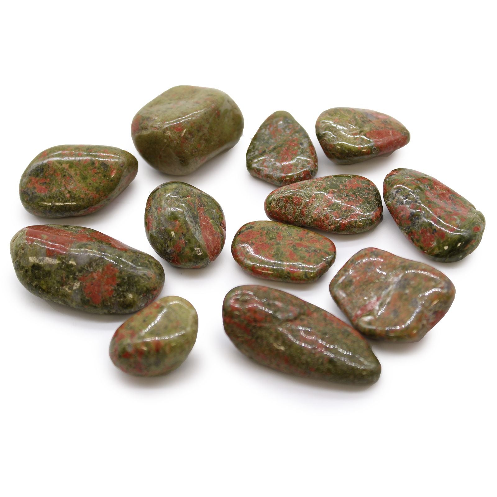 Sachet de 12 Pierres Roulées Moyennes – Unakite